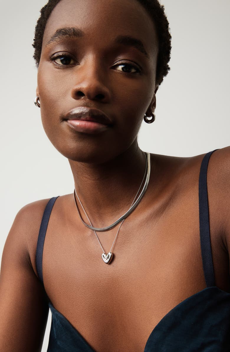 Missoma Puffy Heart Pendant Necklace, Alternate, color, Silver