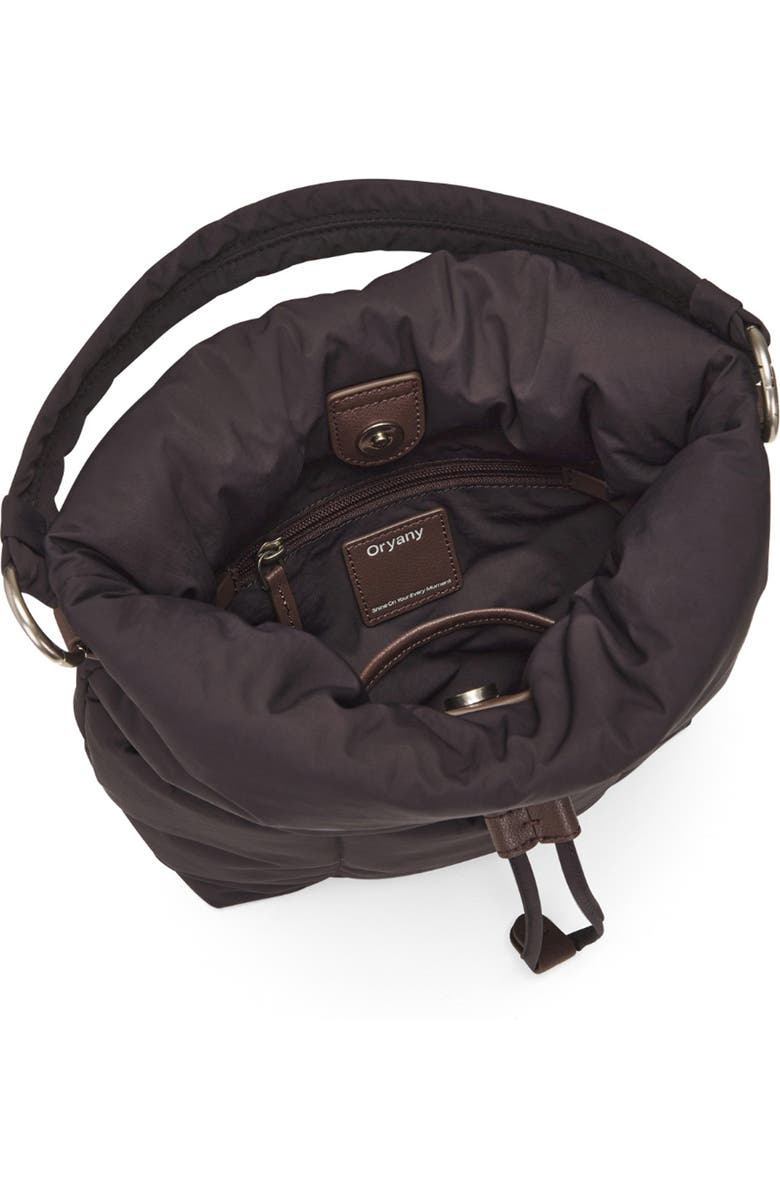 Oryany Small Pillow Nylon Bucket Bag, Alternate, color, Chocolate Brown