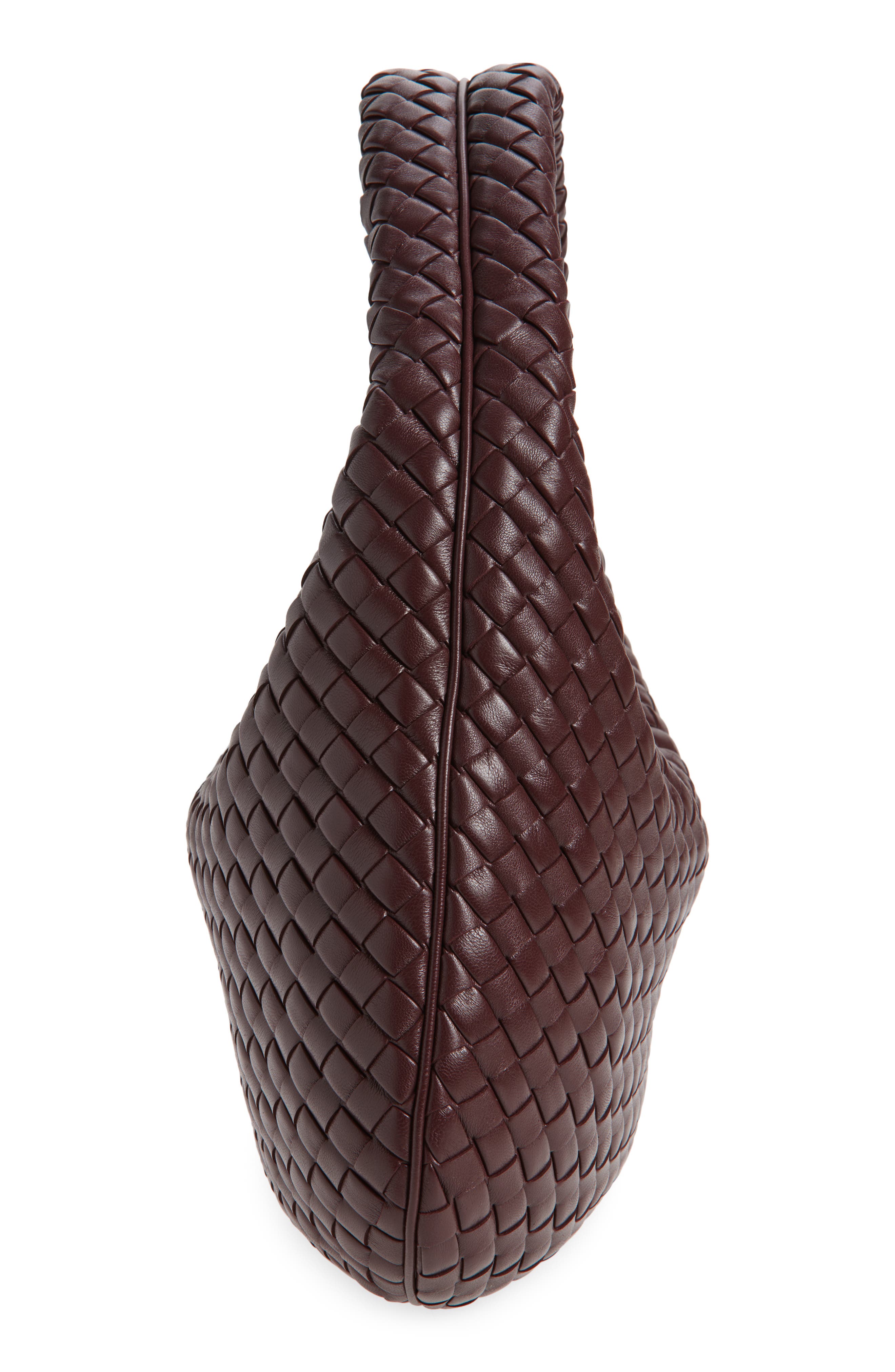 Bottega Veneta Borsa Intrecciato Leather Shoulder Bag, Alternate, color, 6147 Deep Mahogany-Mb