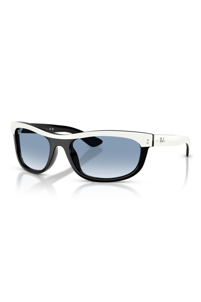 62mm Balorama Gradient Rectangle Sunglasses, Alternate, color, WHITE ON BLACK / CLEAR