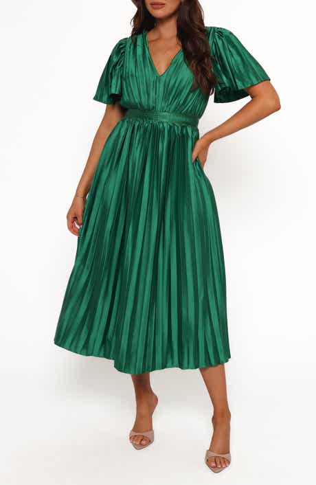 Petal & Pup Keelah Pleated Satin Midi Dress