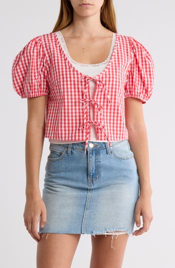 Abound Tie Front Cotton Poplin Crop Top
