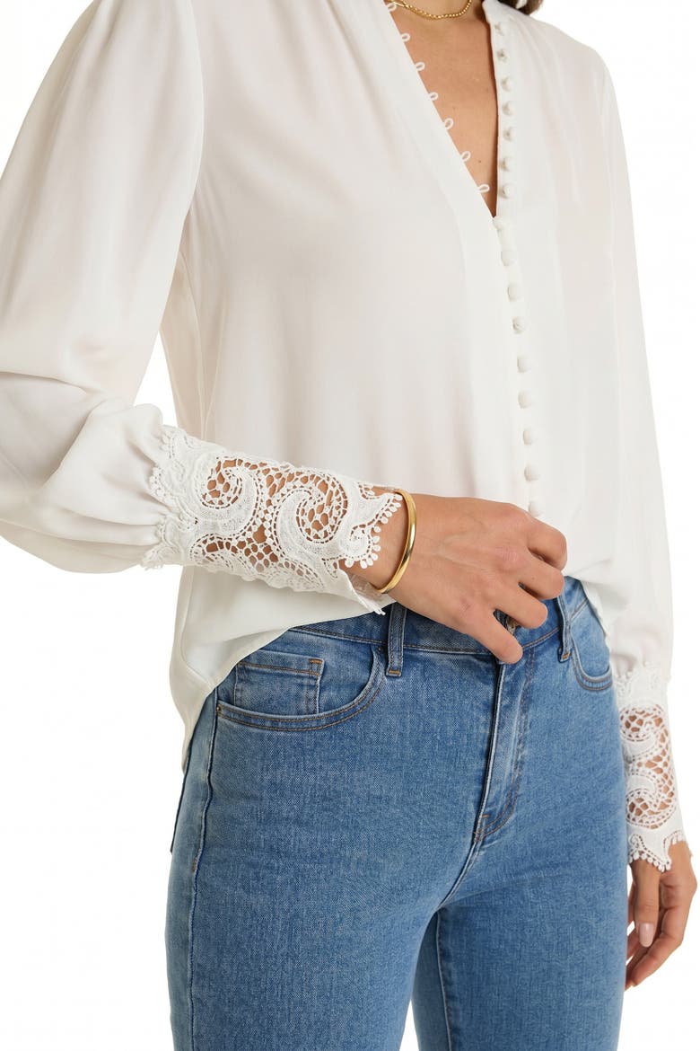 Blake Lace Sleeve Blouse, Alternate, color, White