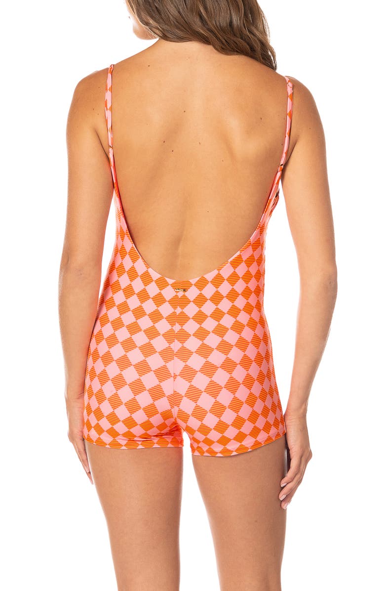 Maaji Sunset Grid Haze One-Piece Swimsuit, Alternate, color, Bright Red