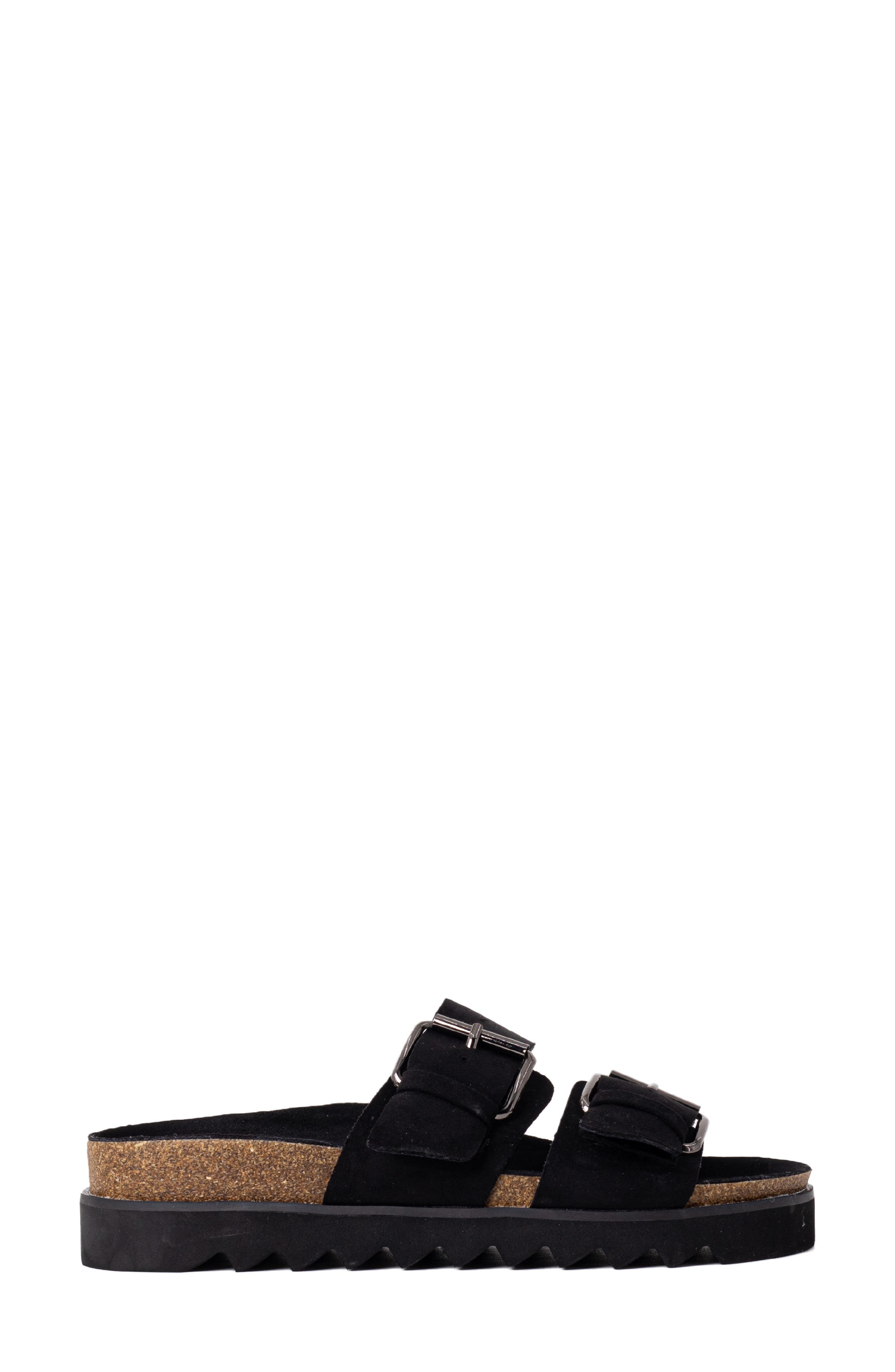 SHUSHOP Carla Slide Sandal, Alternate, color, Black Suede