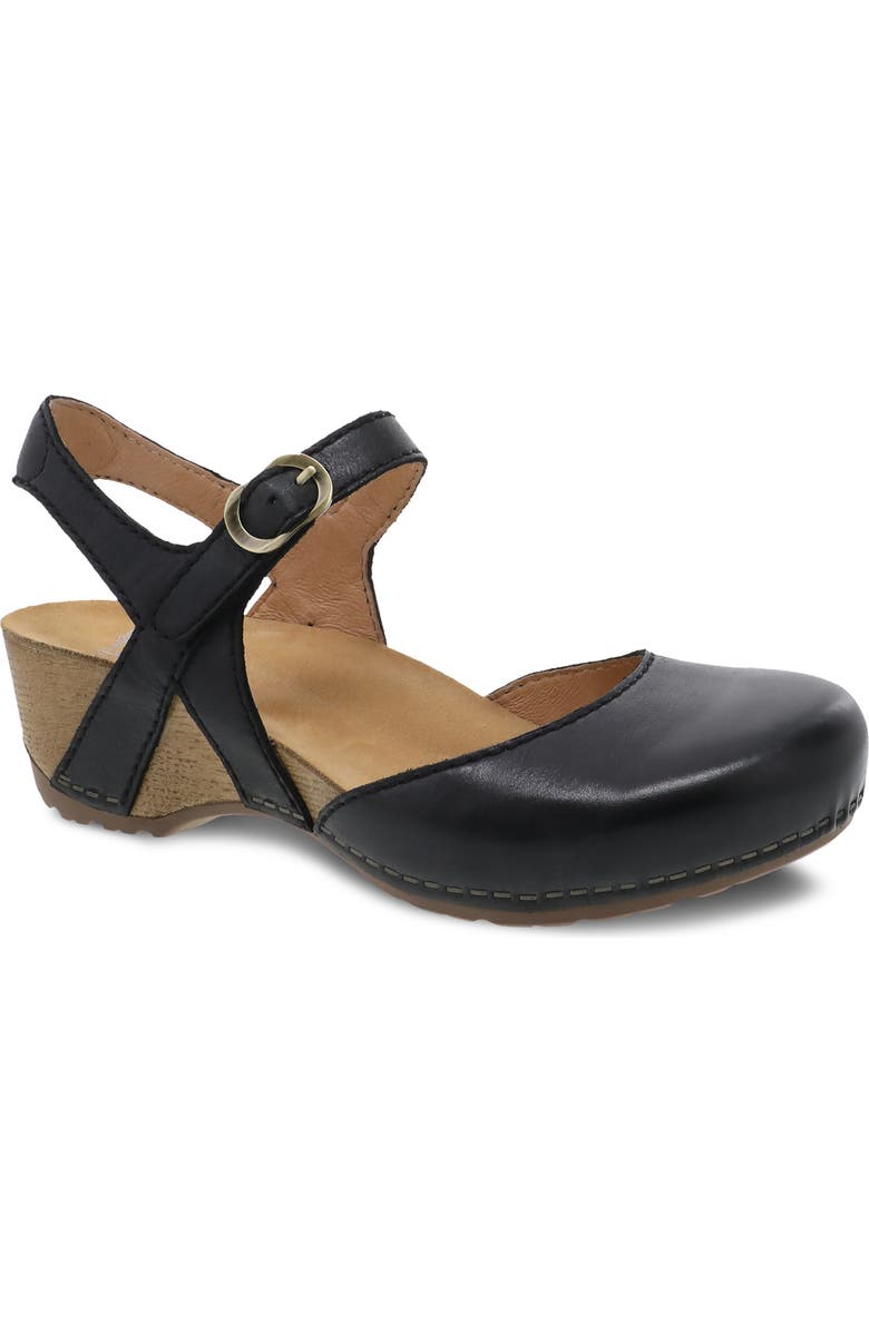 Dansko Tiffani Wedge Pump, Main, color, Black Milled Burnished