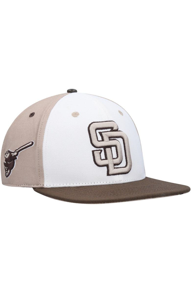 PRO STANDARD Men's Pro Standard White/Brown San Diego Padres Chocolate Ice Cream Drip Snapback Hat, Main, color,