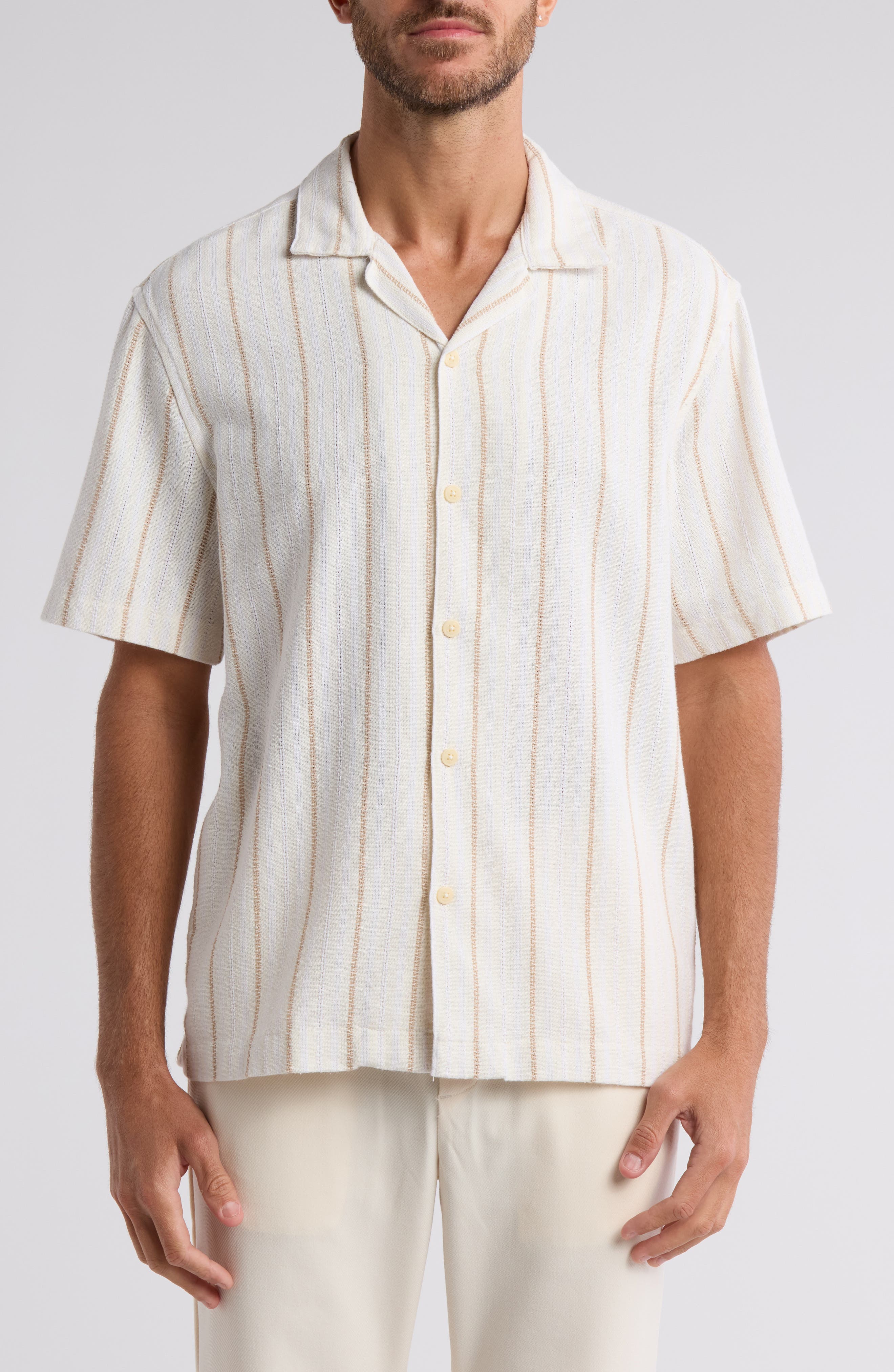 DENIM AND FLOWER Stripe Button-Up Shirt