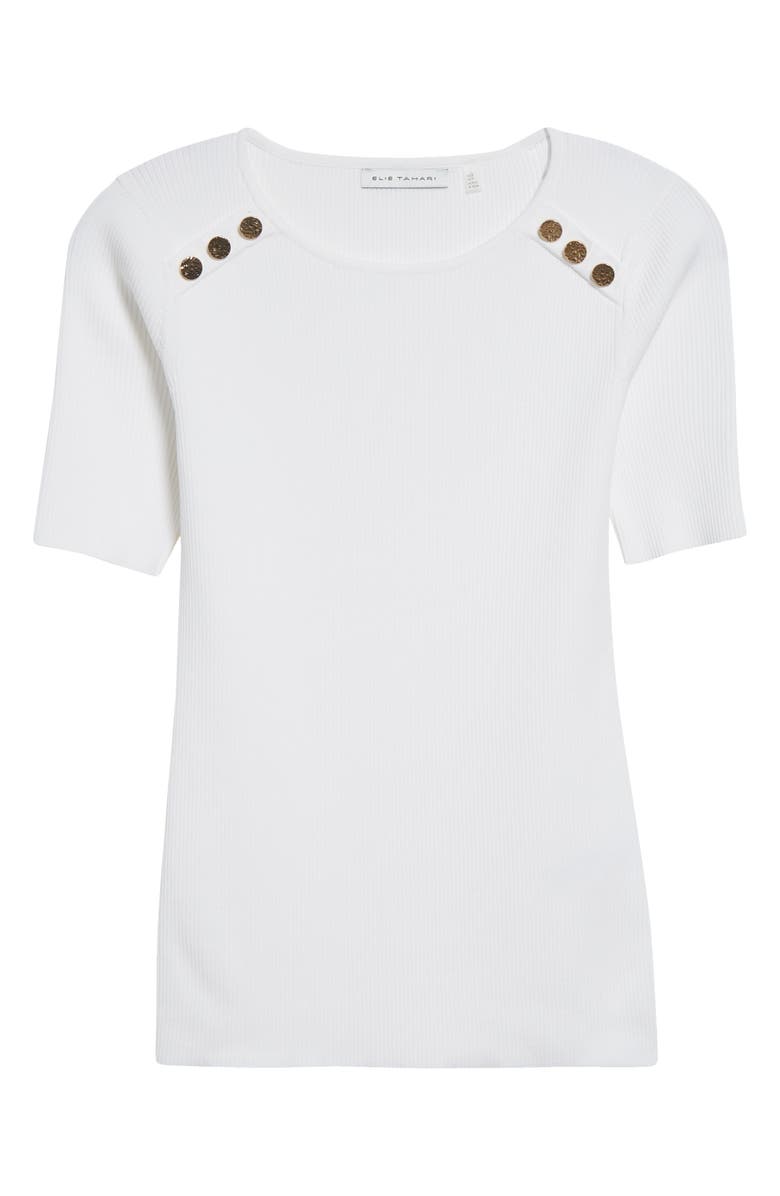 Elie Tahari The Gemma Button Shoulder Rib Sweater, Alternate, color, 