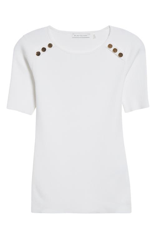 ELIE TAHARI ELIE TAHARI THE GEMMA BUTTON SHOULDER RIB SWEATER