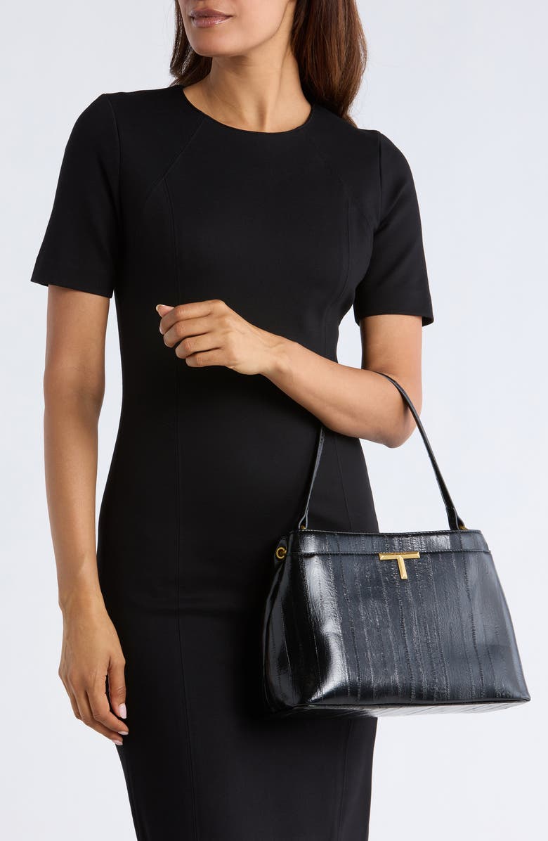 Tahari Keeley Faux Leather Satchel, Alternate, color, Black