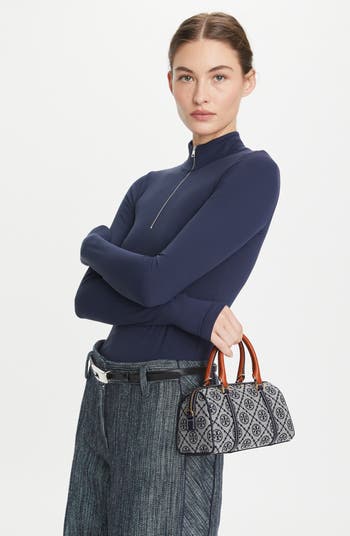 Tory Burch Petite T Monogram Jacquard Barrel Bag | Nordstrom Tory Burch Petite T Monogram Jacquard Barrel Bag | Nordstrom
