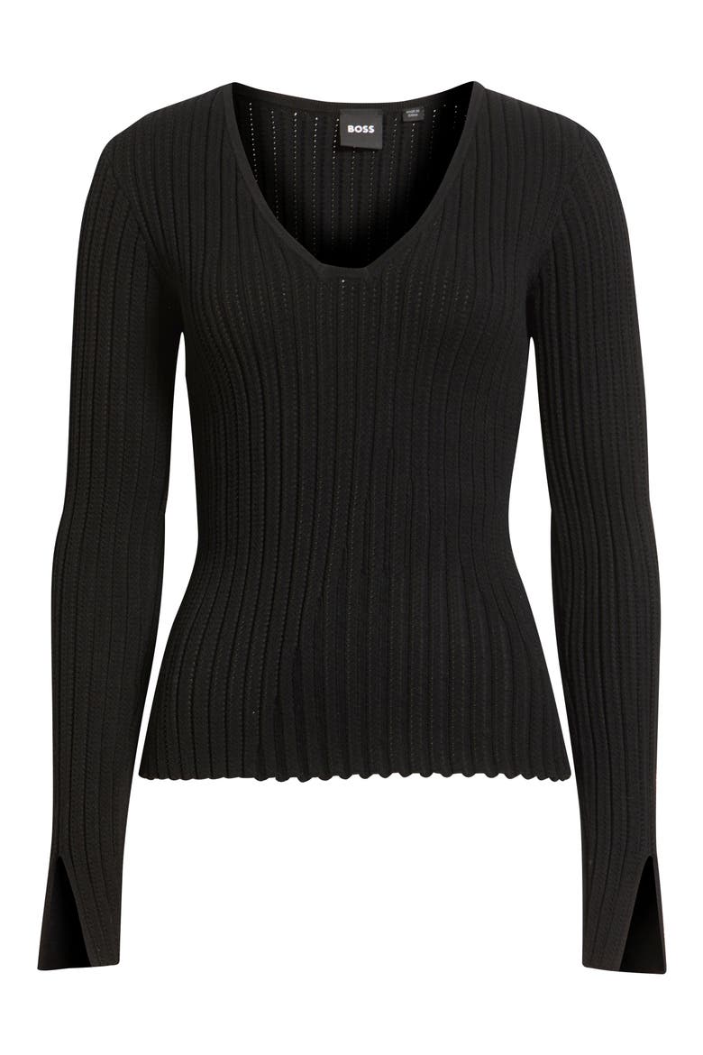 Ferunia Rib Knit Top, Alternate, color, MONOCHROME RIB