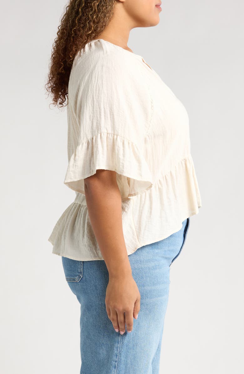 Treasure & Bond Ruffle Peplum Top, Alternate, color, Ivory Egret