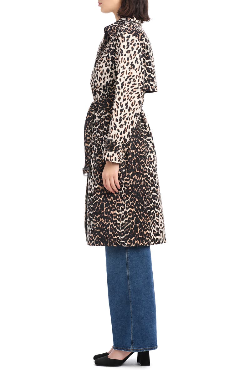 Kate Spade New York leopard print trench coat, Alternate, color,