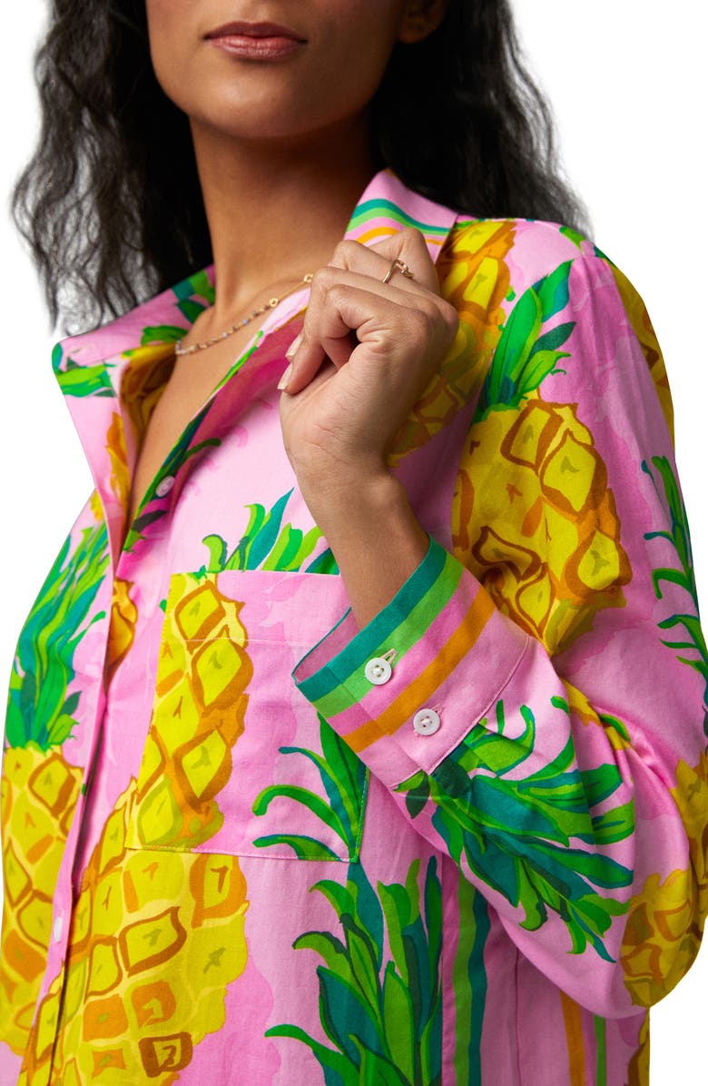 BedHead Pajamas Pineapple Print Organic Cotton Nightshirt, Alternate, color, Pineapple