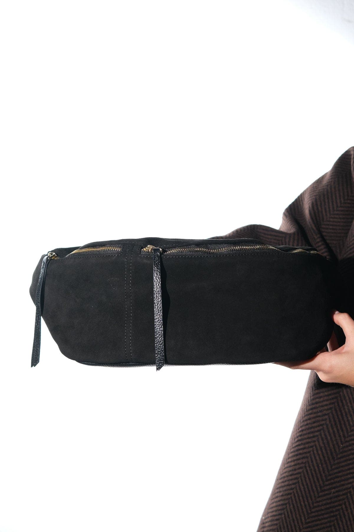 Forever & Always Shoes Sola Leather Body Bag, Alternate, color, Black Suede