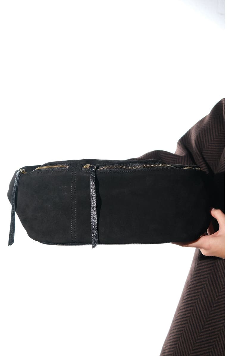 Forever & Always Shoes Sola Leather Body Bag, Alternate, color, Black Suede