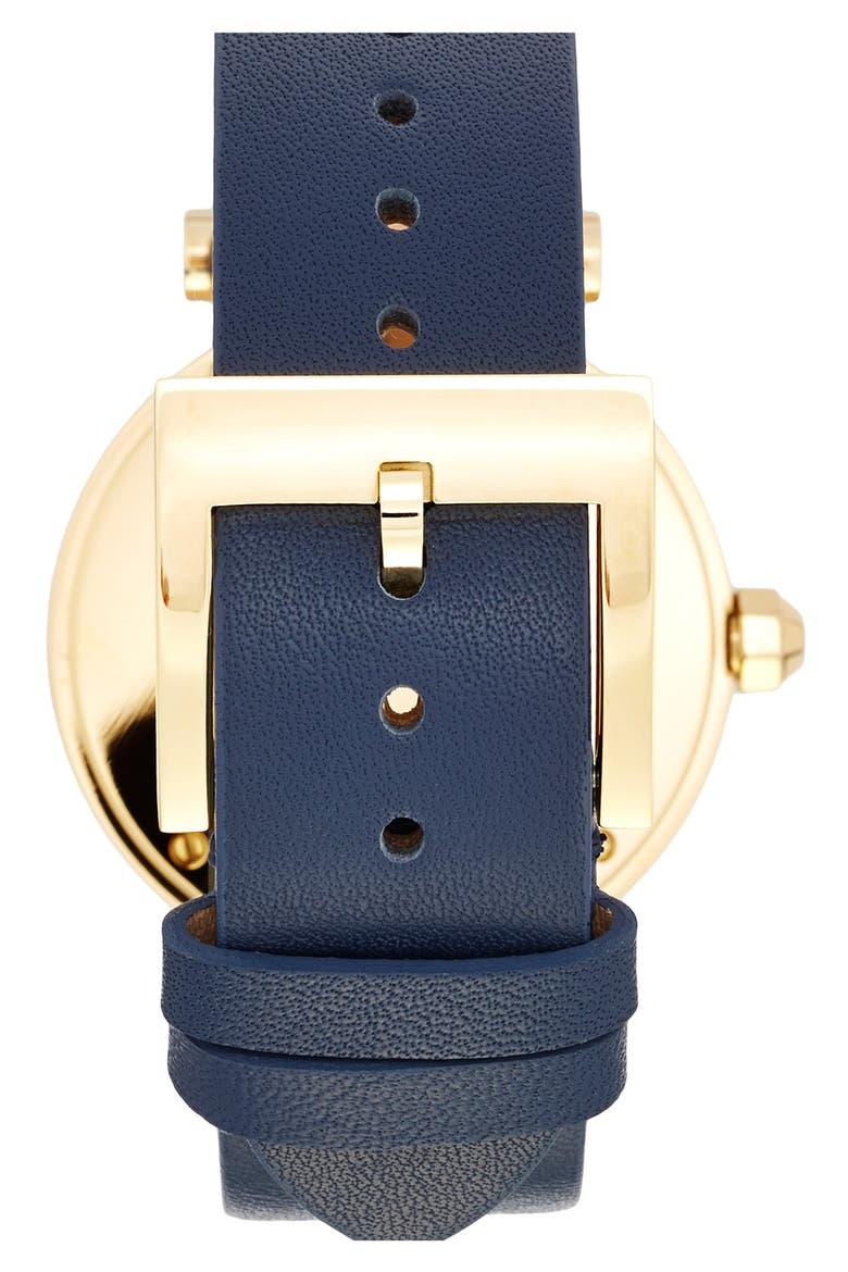 Leather Strap Watch, 35mm, Alternate, color, NAVY/ IVORY