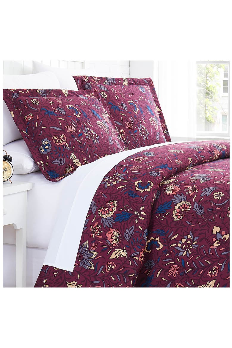 Blooming Blossoms Duvet Cover Set - Blue - Full/Queen, Alternate, color, RED