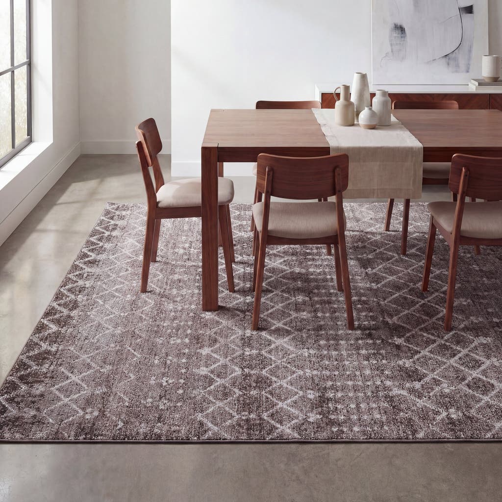 Jonathan Y Leila Moroccan Diamond Trellis Non-slip Machine-washable Area Rug In Taupe/ivory