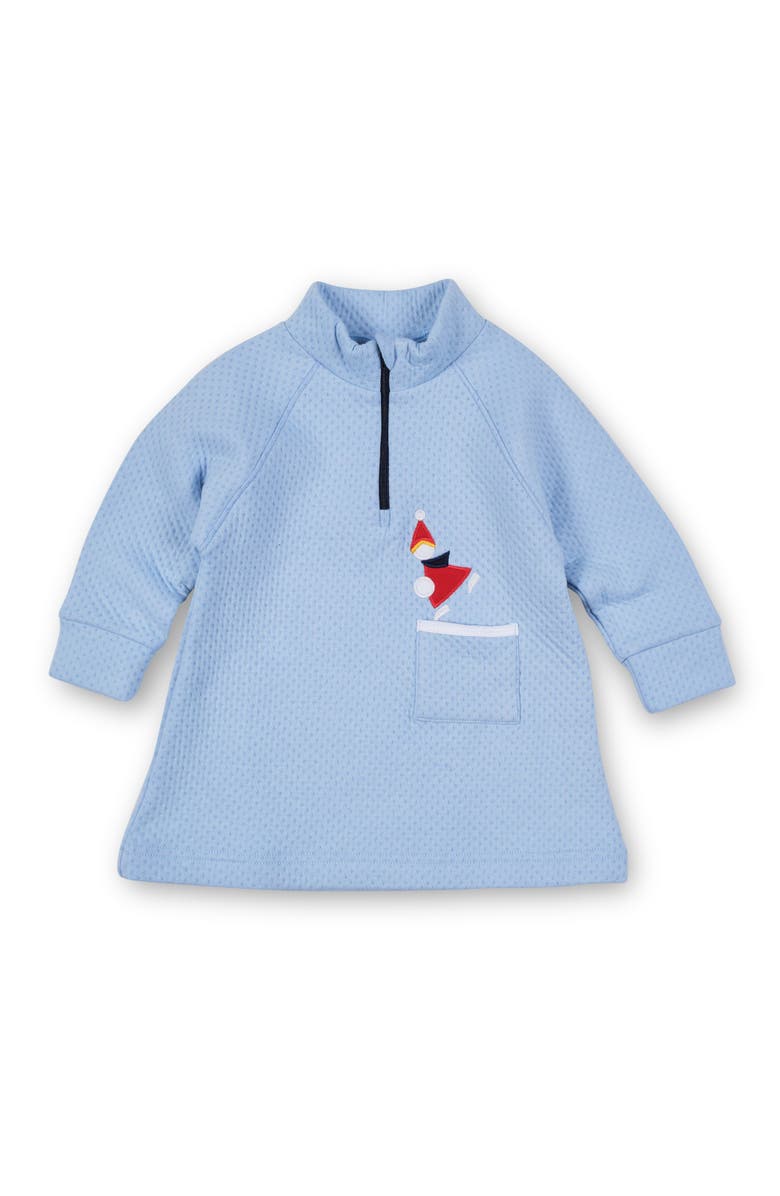 Florence Eiseman Jacquard Knit Dress With Ice Skater, Main, color, Light Blue, White