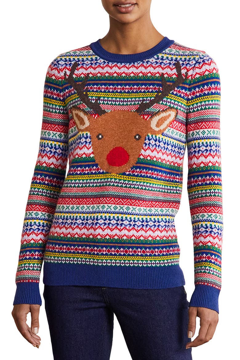 Christmas Sweater, Main, color, MULTI NAVY RUDOLPH