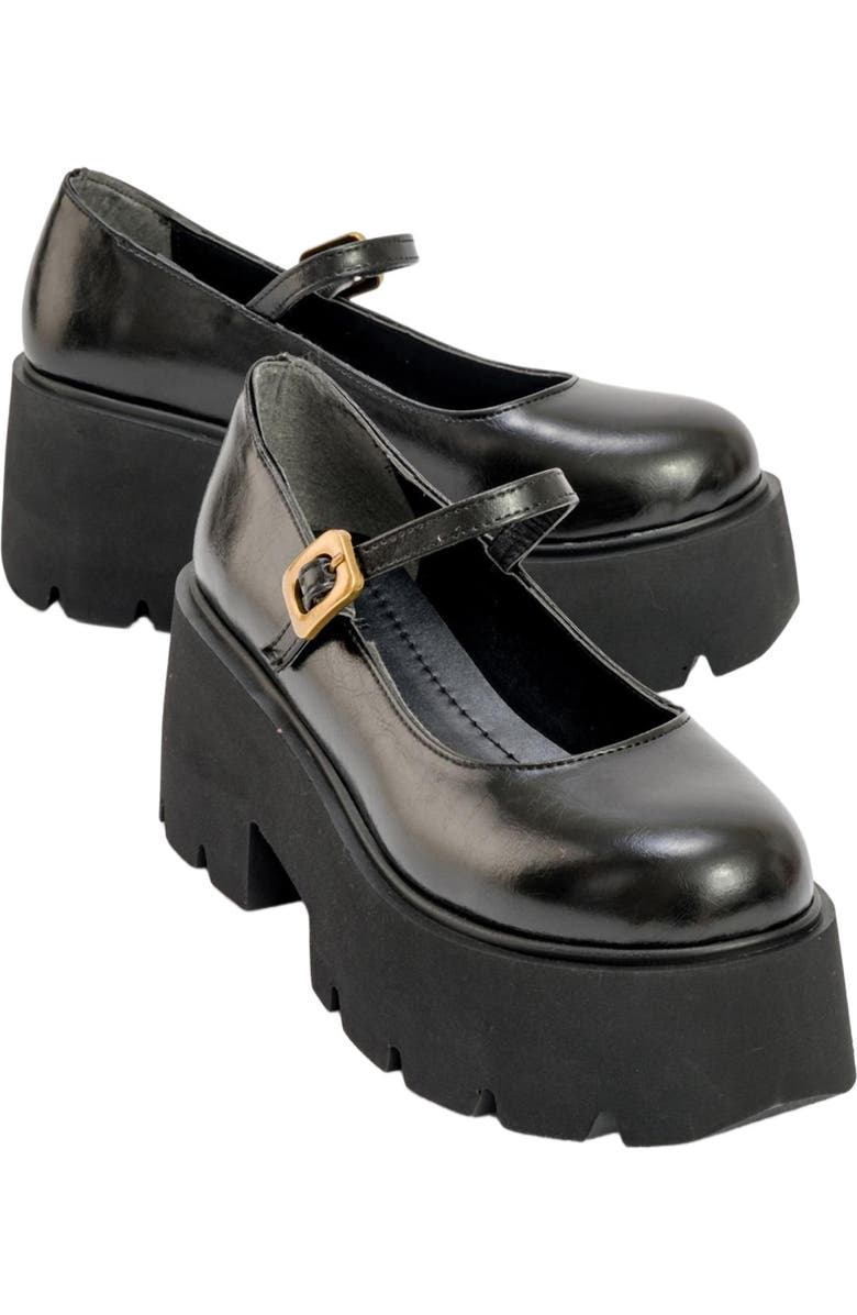 Prologue Shoes Linley Platform Mary Jane Shoes, Main, color, Black Faux Leather