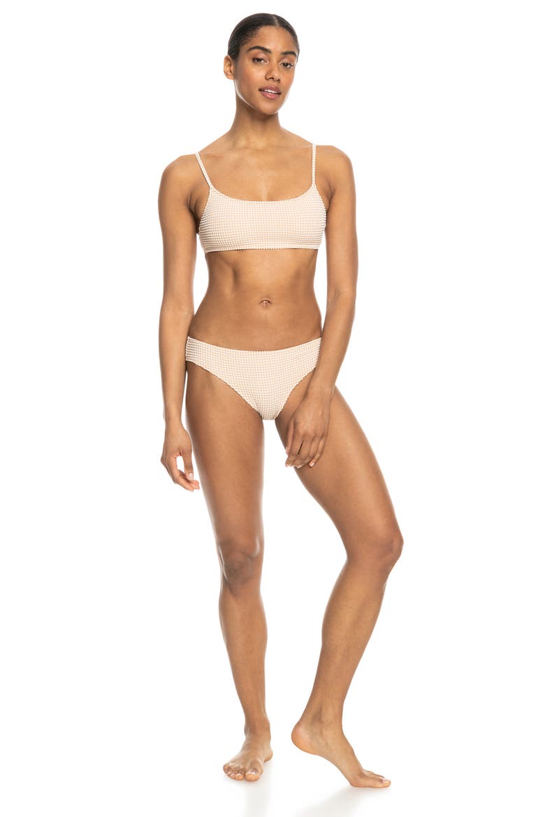 Gingham Bralette Bikini Top, Alternate, color, PORCINI
