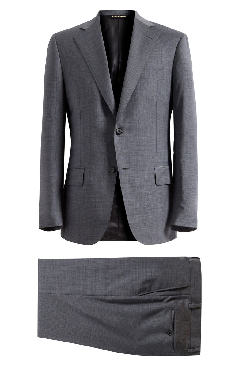 Heritage Gold Grey Mélange Wool Suit, Main, color, Mid Grey
