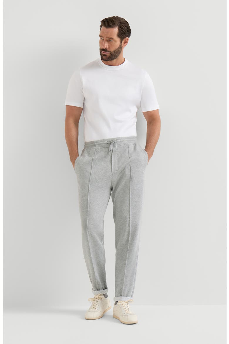 Cotton, cashmere and silk French terry double cloth trousers with Crête detail, Alternate, color, Medium Grey