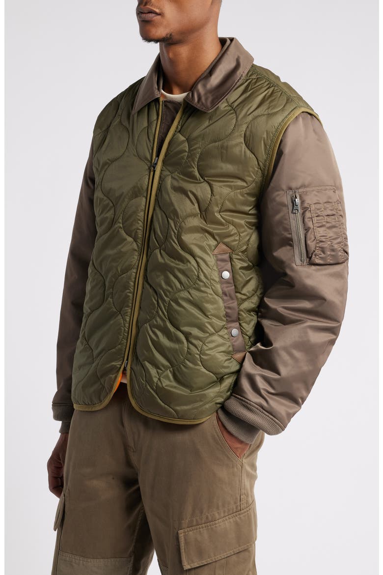 Quilted Mixed Media Ripstop Utility Jacket, Alternate, color, COYOTE BROWN