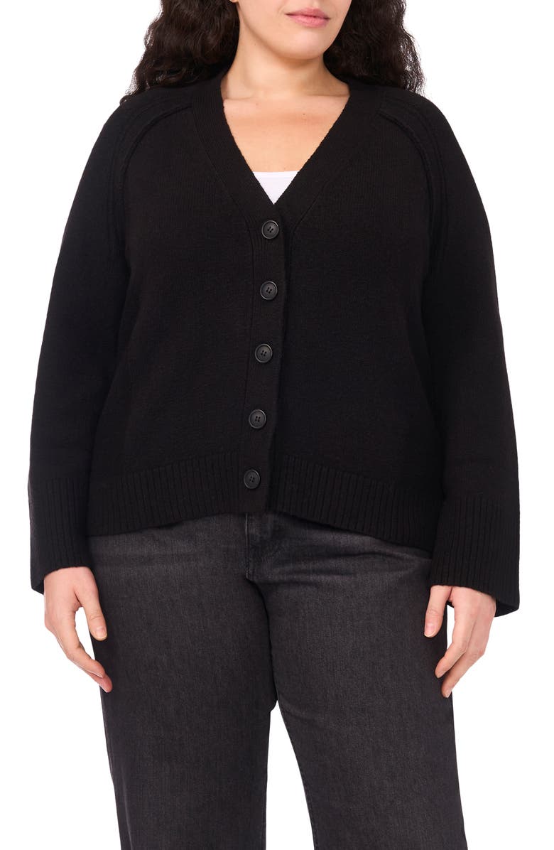 Halogen<sup>®</sup> Raglan Sleeve V-Neck Cardigan, Main, color, Rich Black