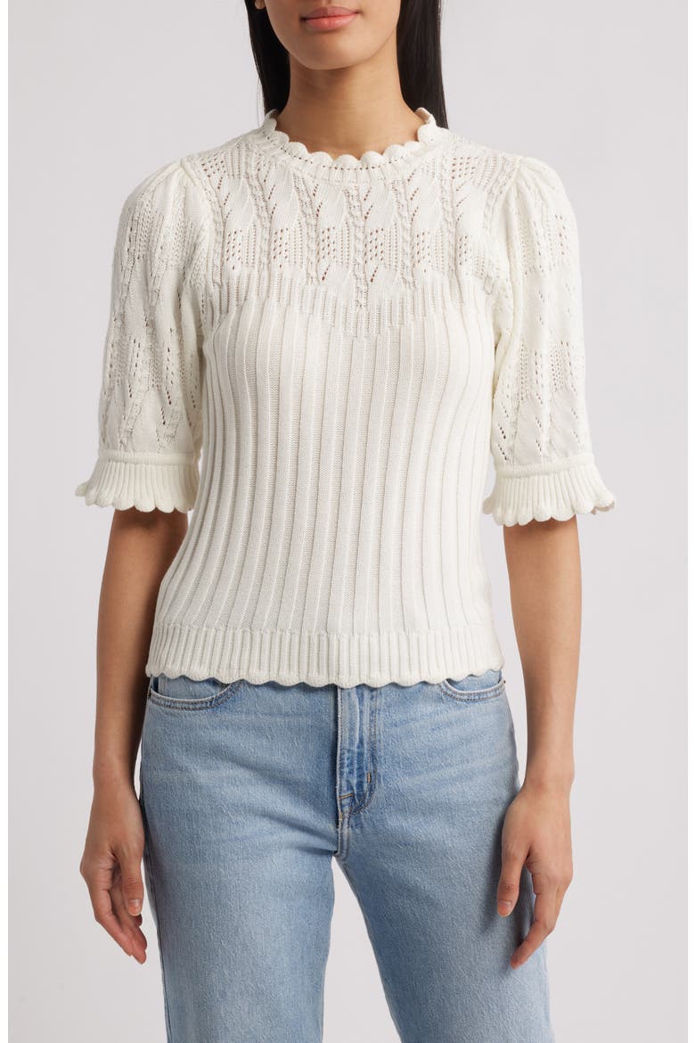 Mixed Stitch Elbow Sleeve Sweater (Women) | Nordstrom