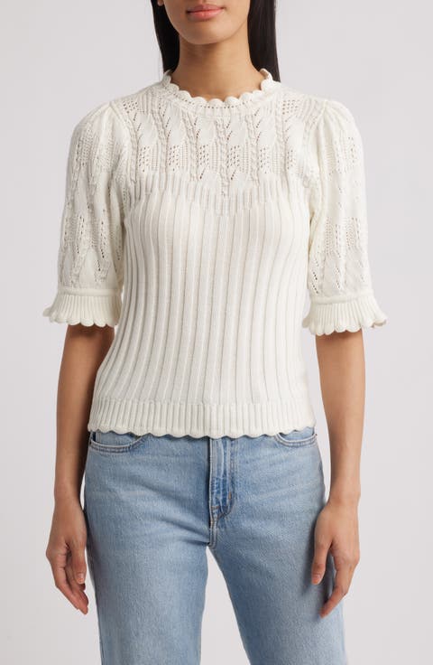 Mixed Stitch Elbow Sleeve Sweater
