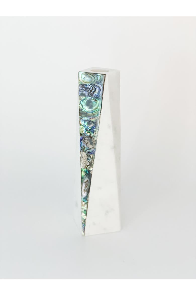 Rainbow Pearl Marble Candle Holder, Alternate, color, White