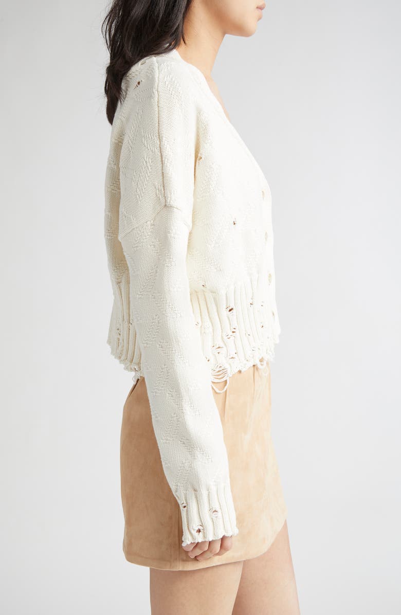 Marni Dishevelled Cotton Crop Cardigan, Alternate, color, 00W01 Lily White