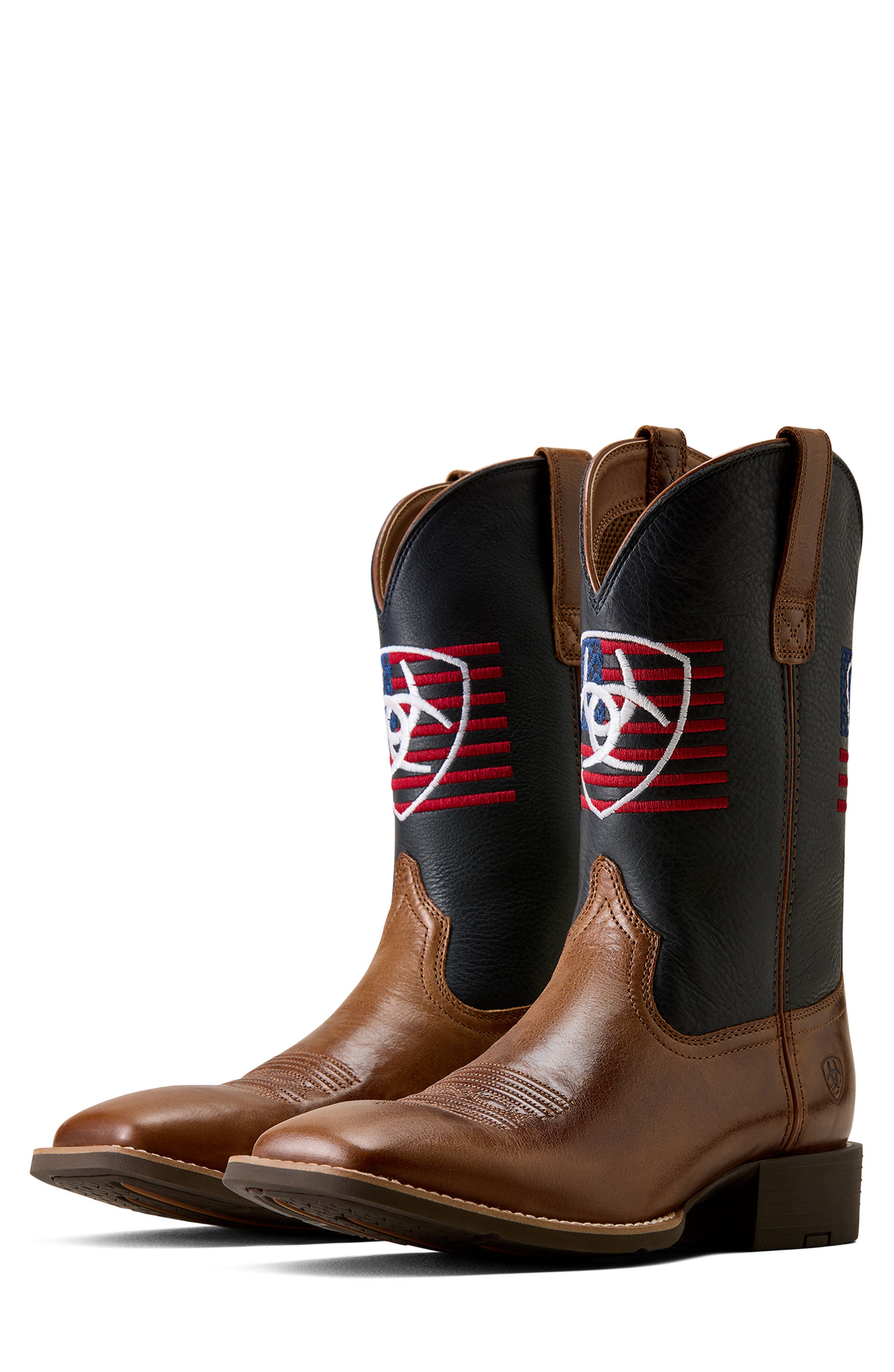 Sport Freedom Wide Square Toe Western Boot, Alternate, color, DARK TAN