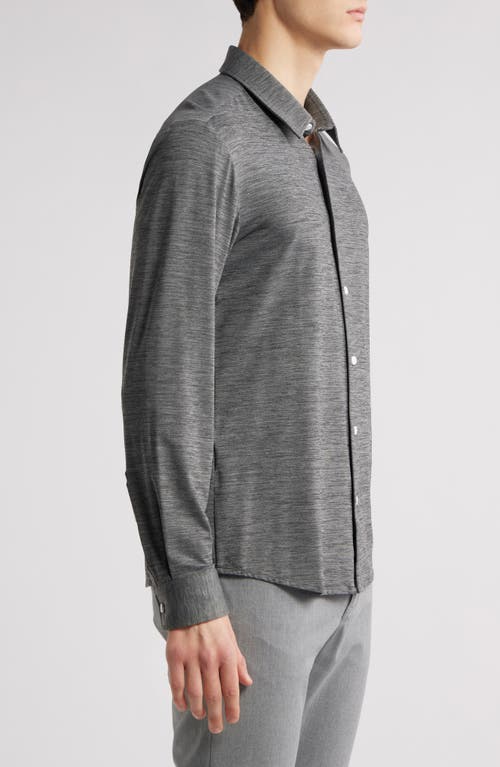 Hugo Boss Slim-fit Performance-stretch Jersey Melange Shirt In Gray