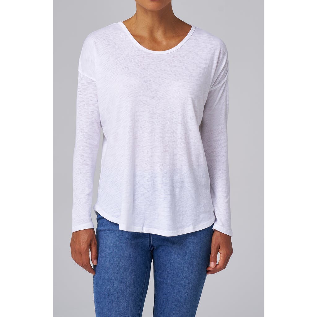 Franne Golde Slub Jersey Relaxed Long Sleeve Tee In White