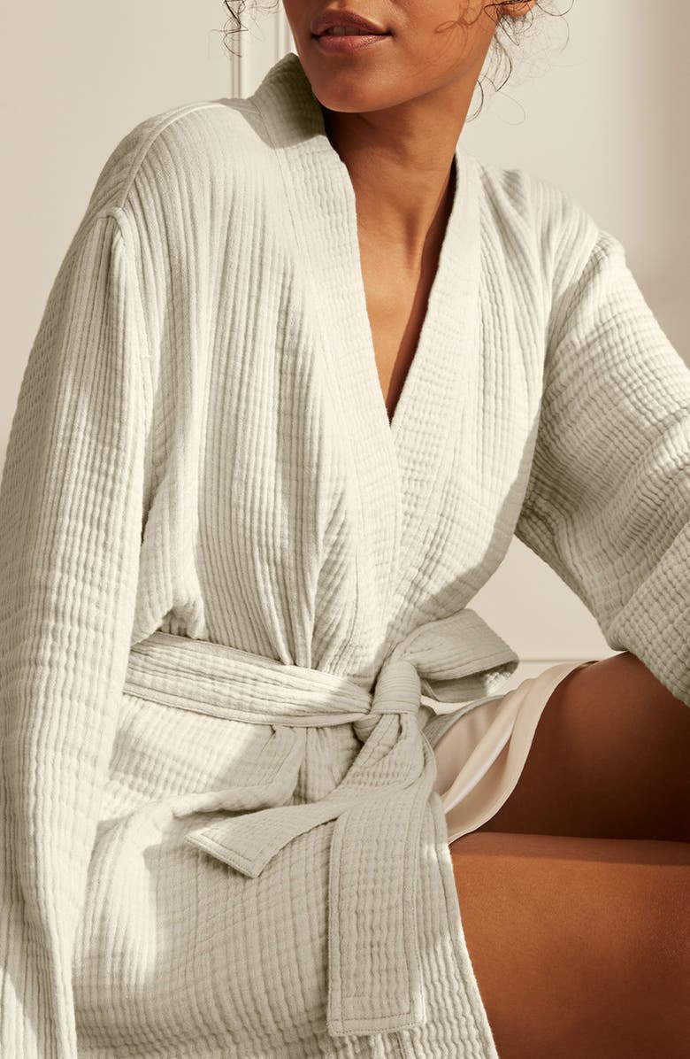 Boll & Branch Dream Rib Organic Cotton Robe, Alternate, color, Mist