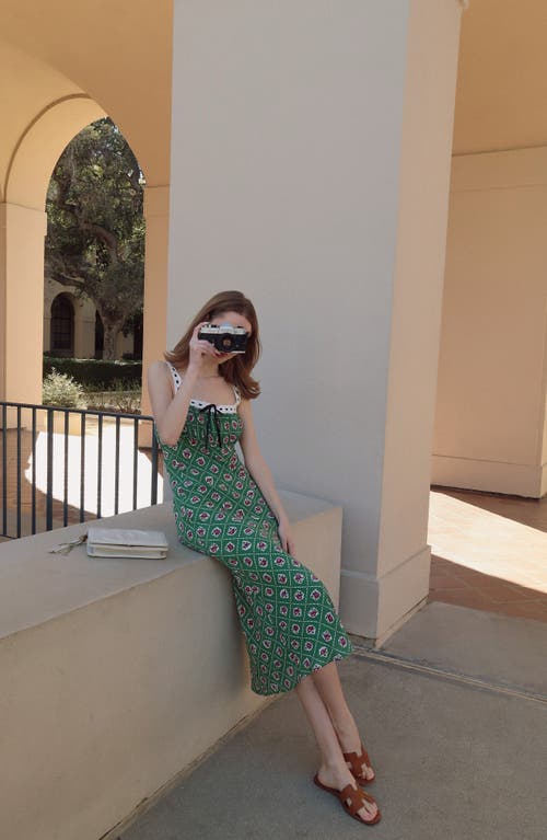 Wayf Magnolia Sleeveless Midi Dress In Green Scarf