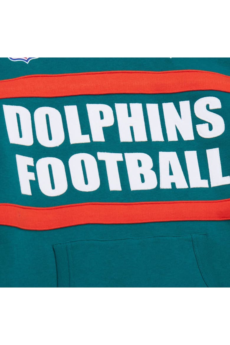 Men's  Aqua Miami Dolphins Vintage Logo Head Coach Fleece Pullover Hoodie, Alternate, color, Aqua