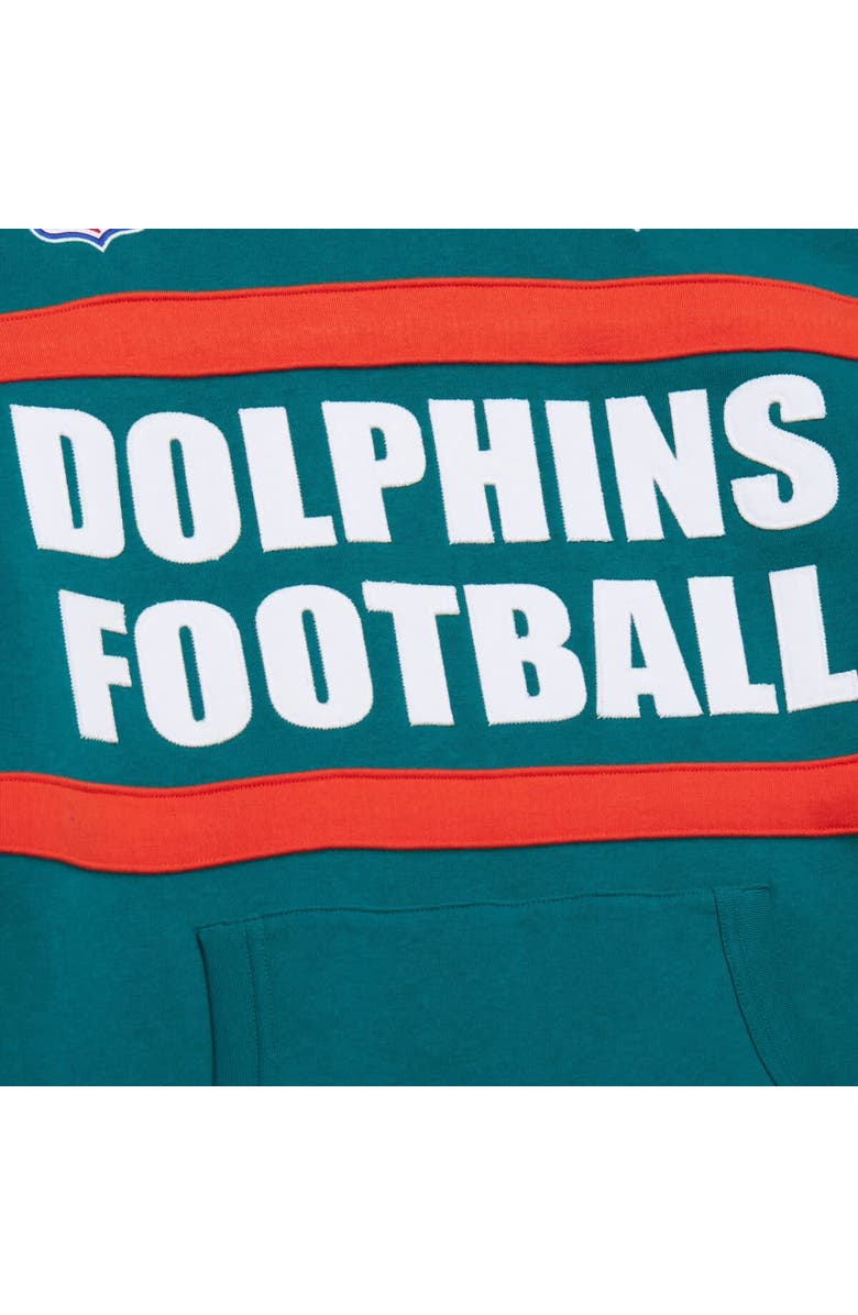 Mitchell & Ness Men's  Aqua Miami Dolphins Vintage Logo Head Coach Fleece Pullover Hoodie, Alternate, color, Aqua