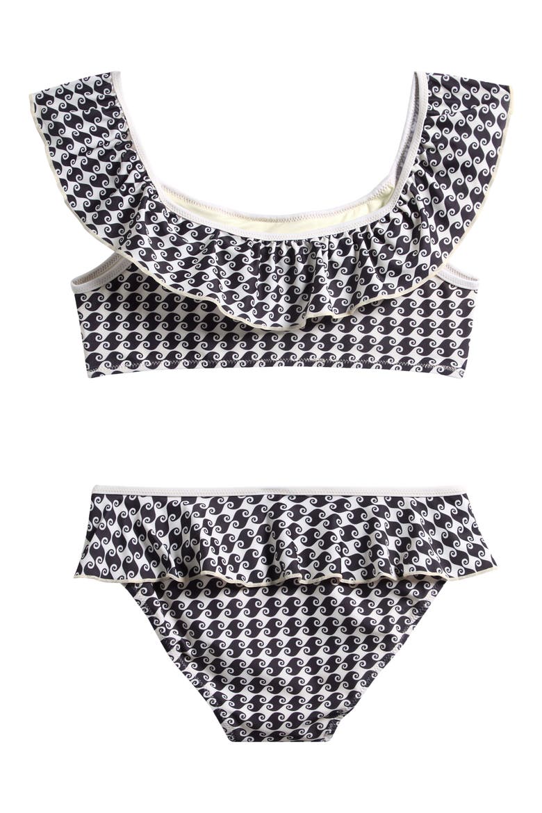 Kids' Sea Hound Ruffle Two-Piece Swimsuit, Alternate, color, BLACK/ CREAM