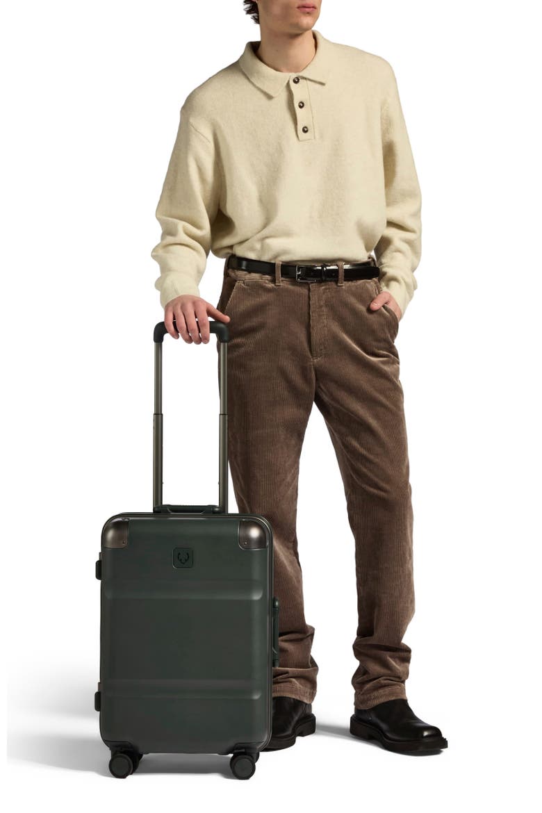 Heritage Stripe Cabin Suitcase, Alternate, color, Dark Forest Green
