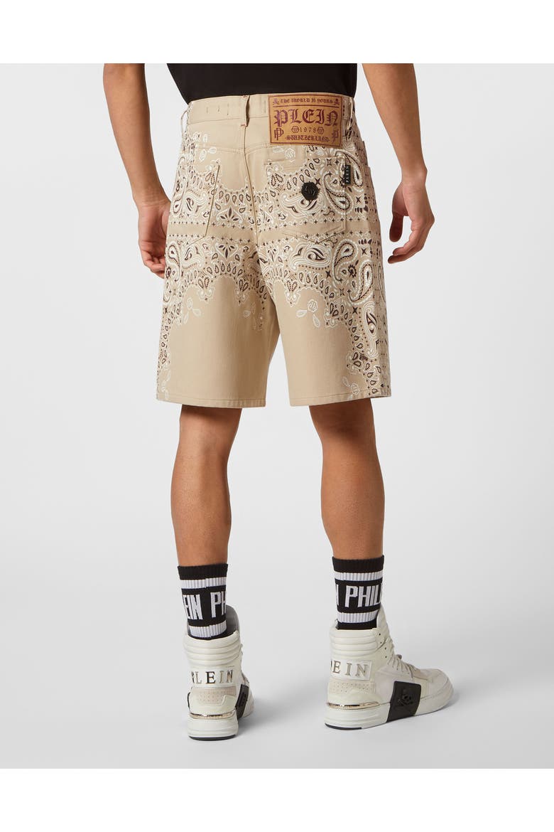Denim Shorts Paisley Bandana Men, Alternate, color, beige