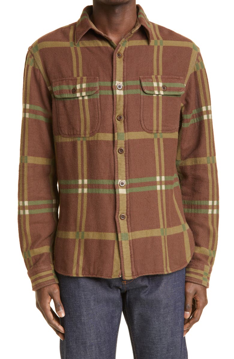 Double RL Matlock Plaid Jacquard Cotton Button-Up Work Shirt, Main, color, 