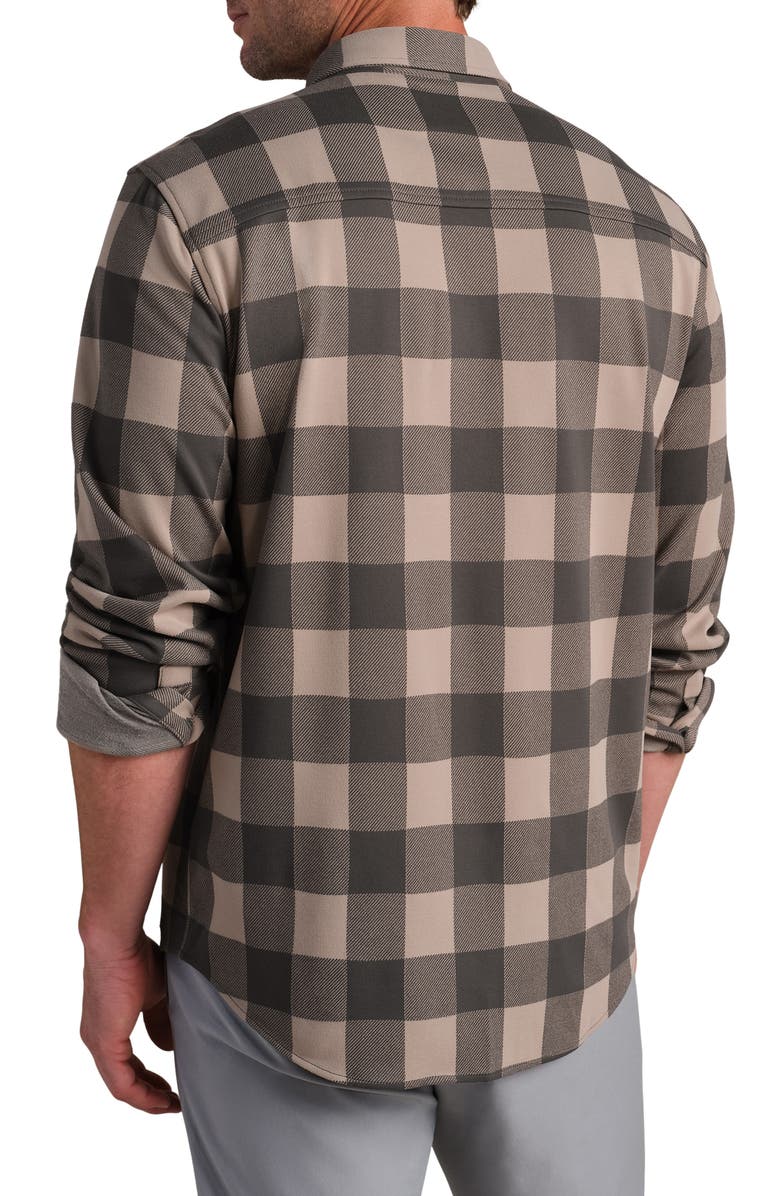 Rhone Hardy Check Flannel Button-Up Shirt, Alternate, color, Foggy Taupe/ Iron Buffalo