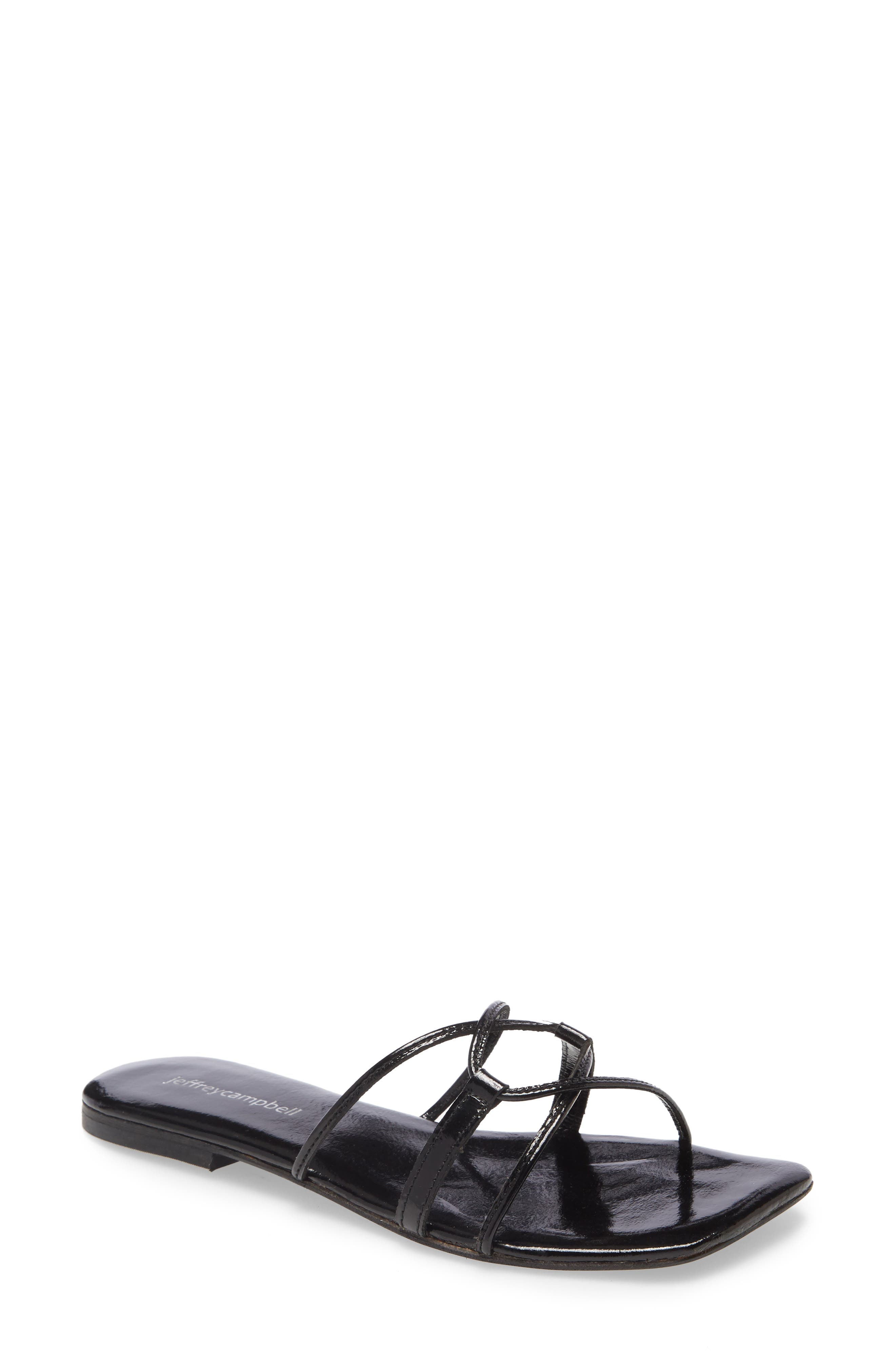 Addison Square Toe Slide Sandal, Main, color, BLACK PATENT